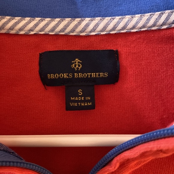 Men’s Vintage Brooks Brothers Red/Orange Quarter Zip Small EUC - Picture 2 of 3